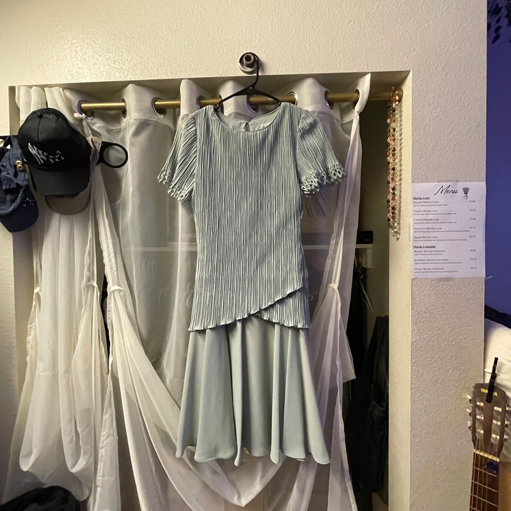 Light Blue Pleated Dress